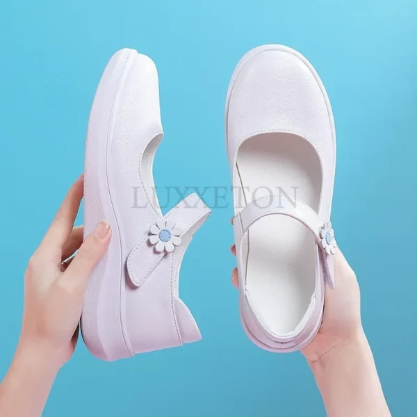 Women Slip on Lolita Shoes Leather Mary Jane Nurse Shoes Women White Flat Versatile Shoes Kawaii Designer Spring Summer - Image 5