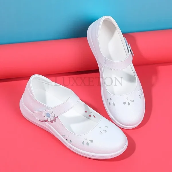 Women Slip on Lolita Shoes Leather Mary Jane Nurse Shoes Women White Flat Versatile Shoes Kawaii Designer Spring Summer - Image 3