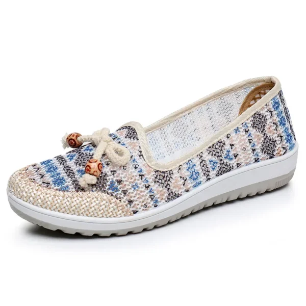 Fashion Embroidered Linen Shoes for Women New Ethnic Style Non-slip Comfort Loafers Ladies Bowknot Soft Flats Zapatos De Mujer - Image 6