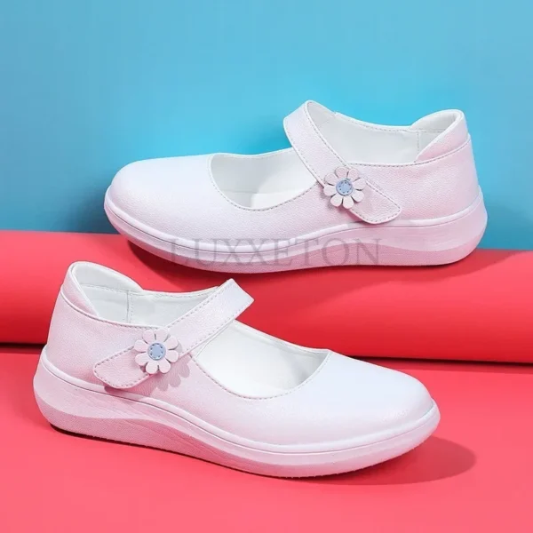 Women Slip on Lolita Shoes Leather Mary Jane Nurse Shoes Women White Flat Versatile Shoes Kawaii Designer Spring Summer - Image 2